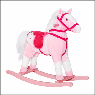 Kids Plush Toy Rocking Horse Pony with Realistic Sounds for Toddler Girls, Ideal Birthday and Holiday Gift
