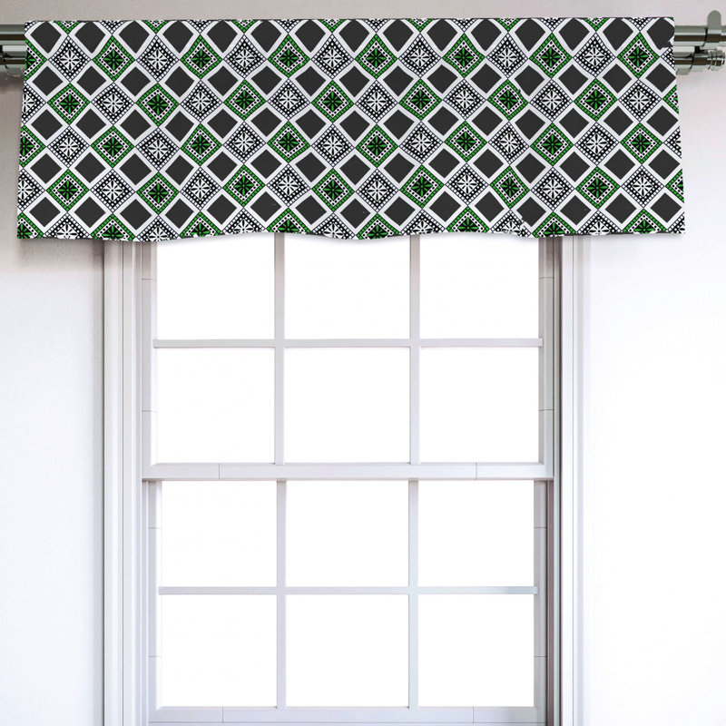 Sateen Geometric Ruffled Window Valance