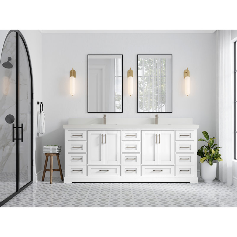 Eser 84'' Double Bathroom Vanity with Top, White, WWCL1361