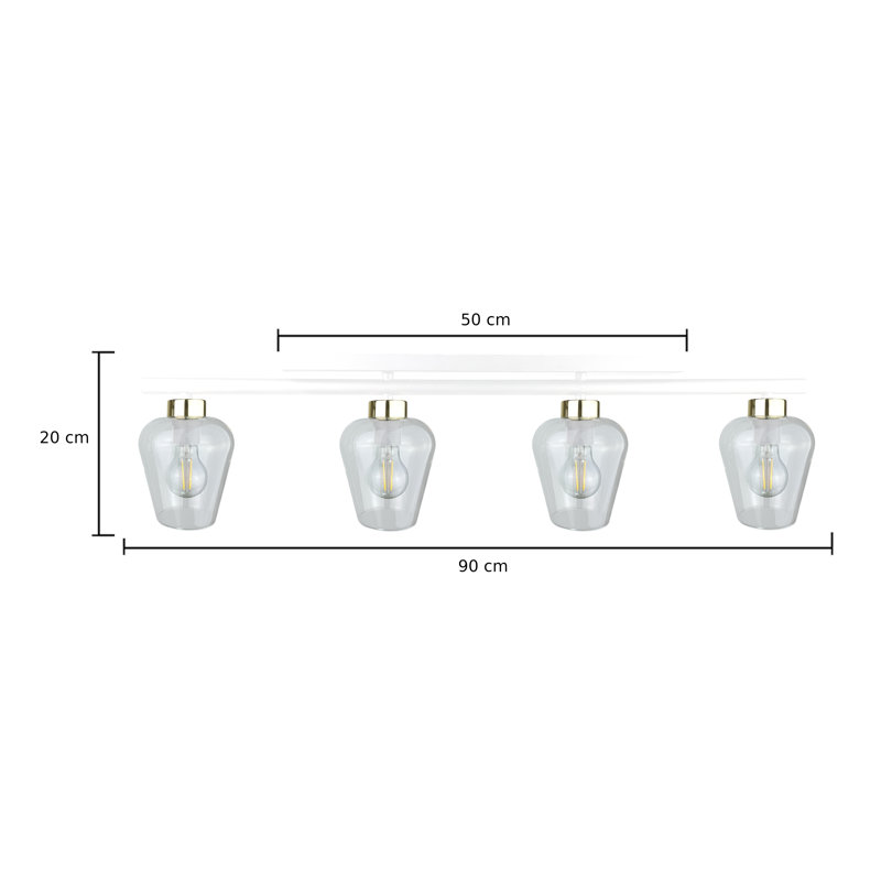 Randall Glass Flush Mount, White/Gold