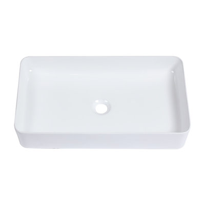 24X14 Ceramic Rectangular Bathroom Sink - White, Polished Finish, For Diverse Spaces Quality Vessel Smooth, Applications