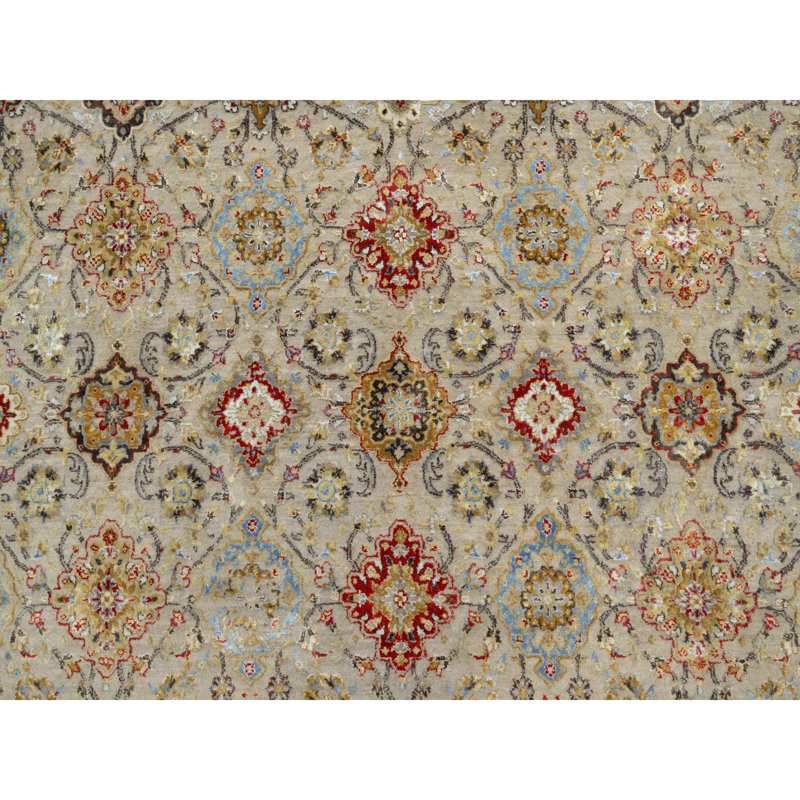 Tapis beige en laine et en soie noué à la main 11 pi 10 po x 11 pi 10 po 8CEE1486C71D47088DE0FD85AFE6660F