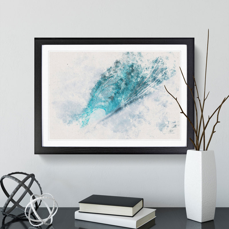 Curve of the Ocean Wave - Picture Frame Painting Print, 45cm H x 63cm W x 2cm D, Black Framed