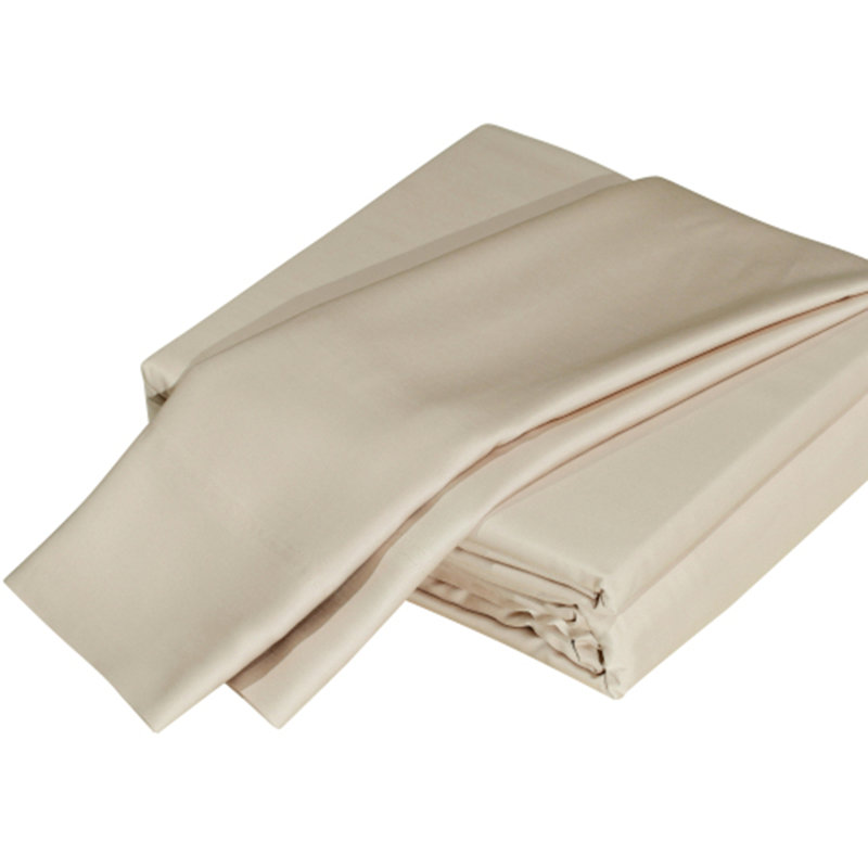 Ensemble de draps 4 pièces 100% Tencel Lyocell, Très grand lit, Kaki clair / beige