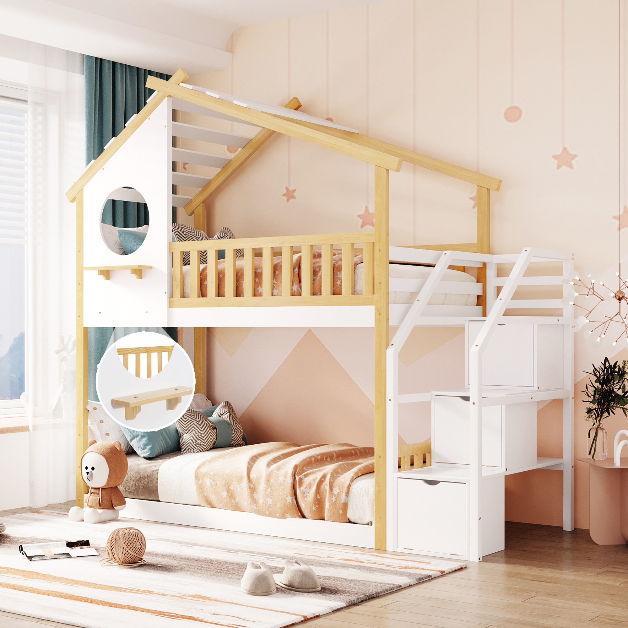 Harper Orchard Dannette Kids Twin Over Twin Bunk Bed | Wayfair