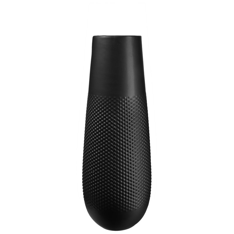 Vase de table en céramique Falisa, Noir, H 12 po x l 5,25 po x P 5,25 po