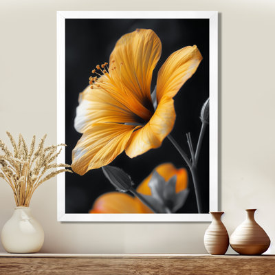 Jaune jaune noir pétale de fleurs - fleurs, art mural salon