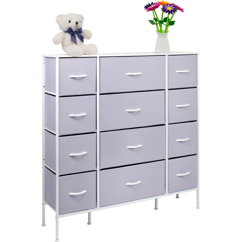 Commode 12 tiroirs l 46,5 po, Mauve