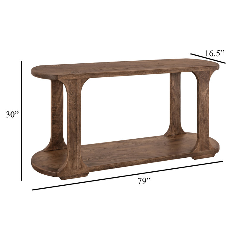 Console Eray, 1 tablette, bois de tonneau, 59 pouces, Brun amande