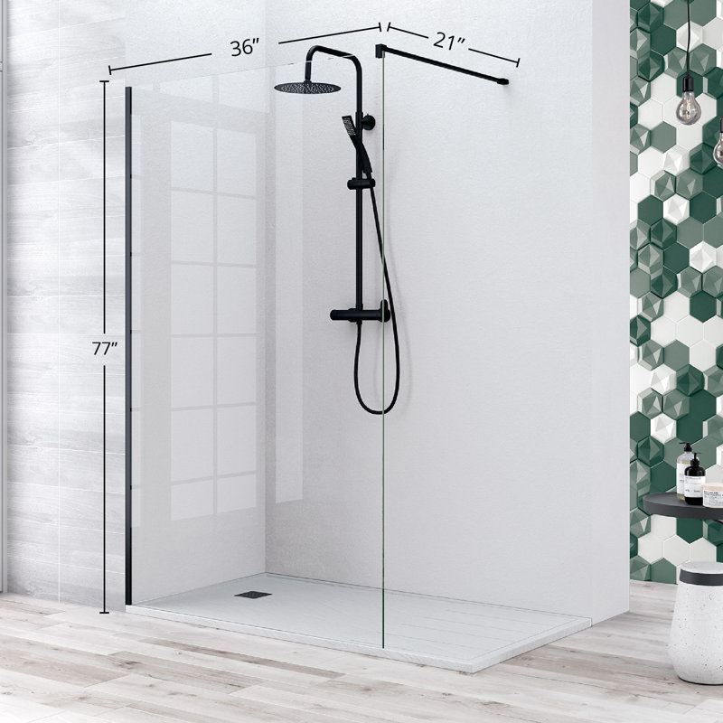 Porte moustiquaire de douche fixe l 36 "x H 77" DAX Rio, Noir mat