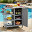 Îlot de cuisine pliable pour l'extérieur avec roulettes verrouillables, armoire de rangement et porte-serviettes pour l'extérieur et le patio, gris-590693933-590693935-590693943