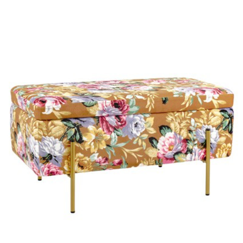 Blairmore Velvet Upholstered Storage Bench, Red Cognac