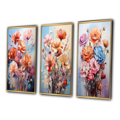 " Carnations Representation Multicolored Acrylic " 3 - Pieces