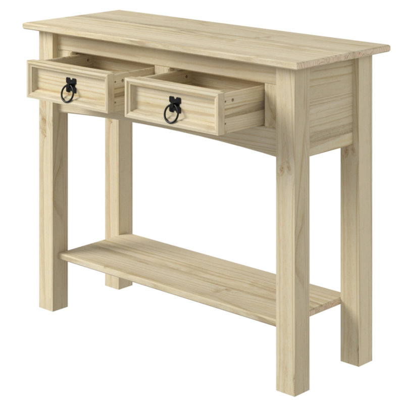 Console en bois massif Dinnington, Non peint, Non peint