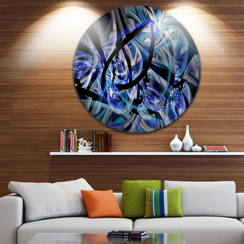 «Symmetric Spiral Blue Flower», impression, H 36 po x l 36 po x P 1 po, Métal