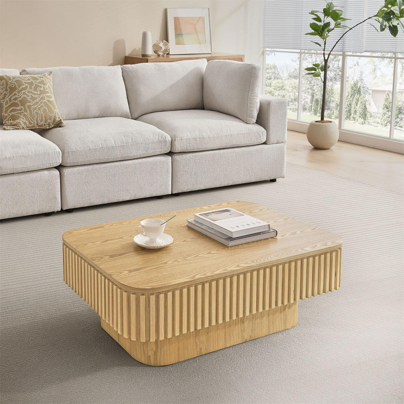 Table basse à plateau relevable 38,6 po avec rangement dissimulé, Jaune