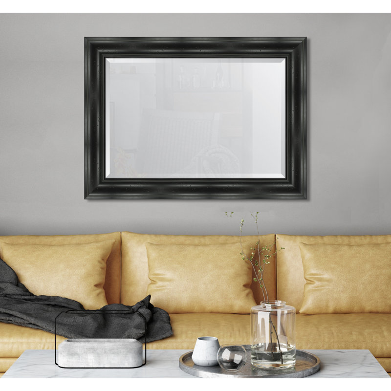 Miroir mural à cadre en résine English, H 44,5 po x l 32,5 po, Noir