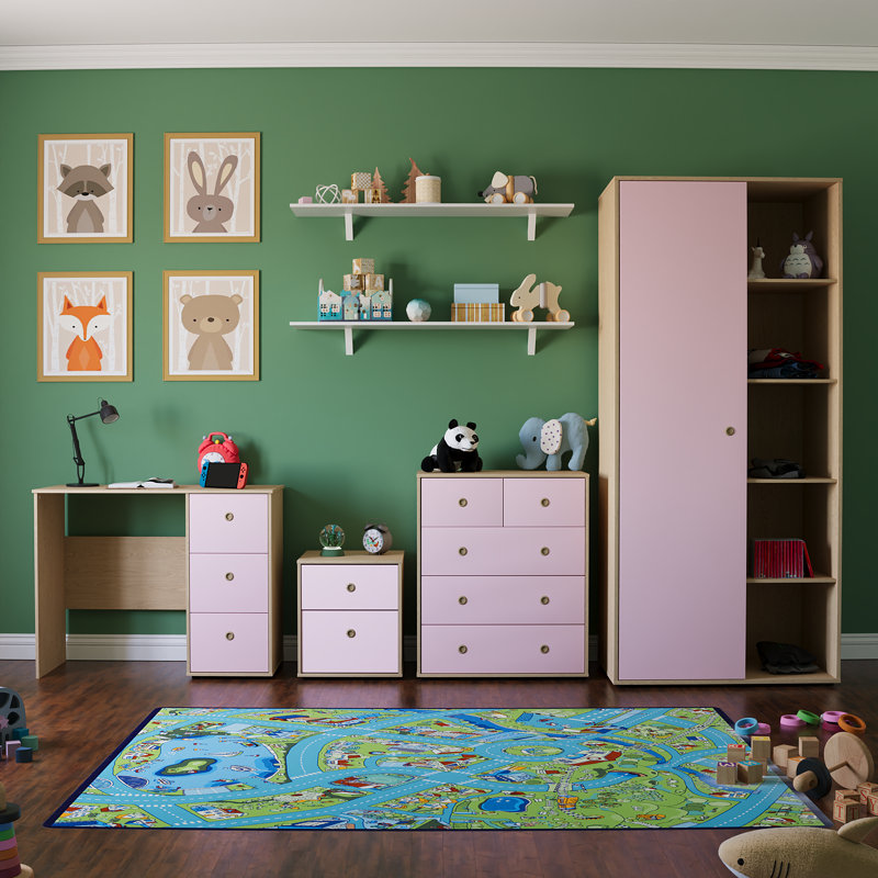 Karicia Bedroom Set, Pink/Oak