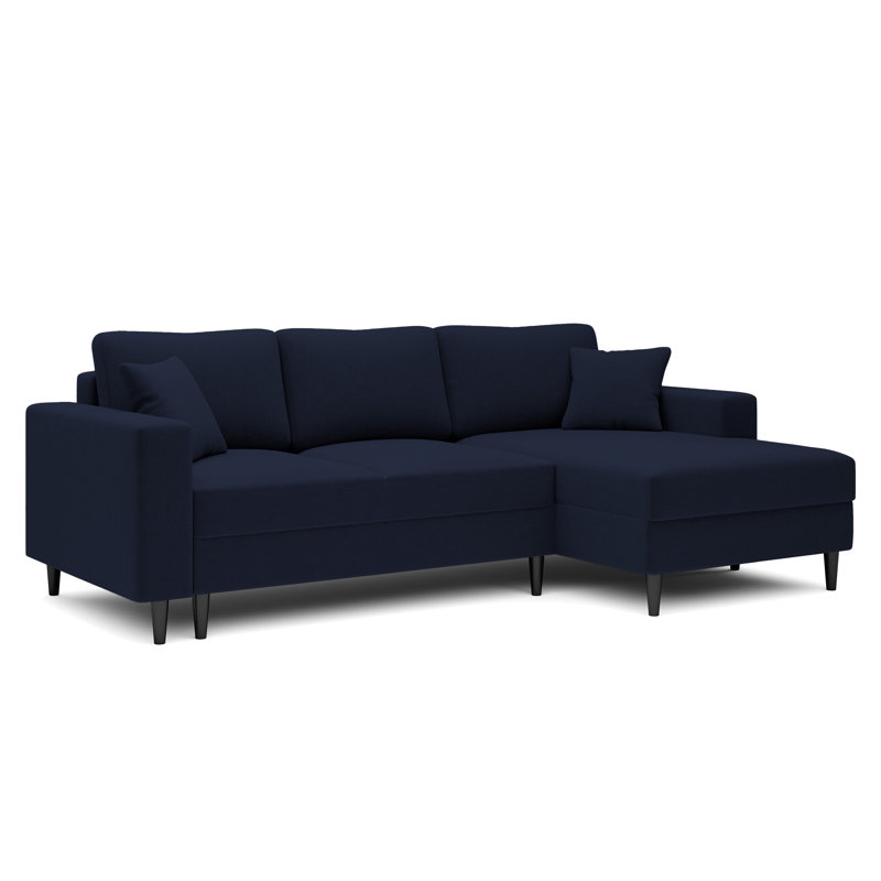 Ajten 3 Seater Velvet Sofa Bed, Right Hand Facing, Dark Blue