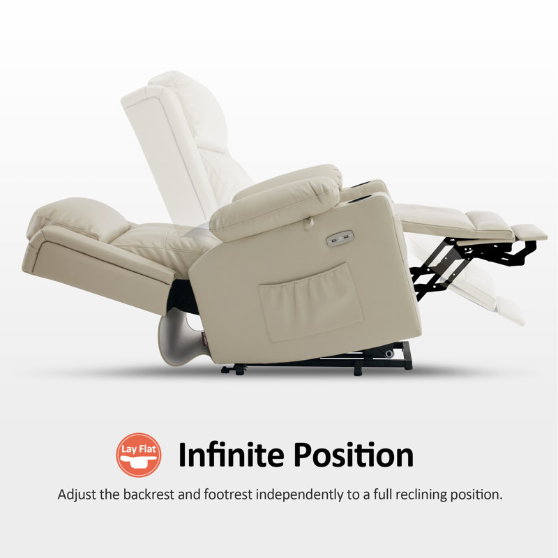 Coolkeeran Dual Motor Power Lift Recliner, Beige Faux Leather