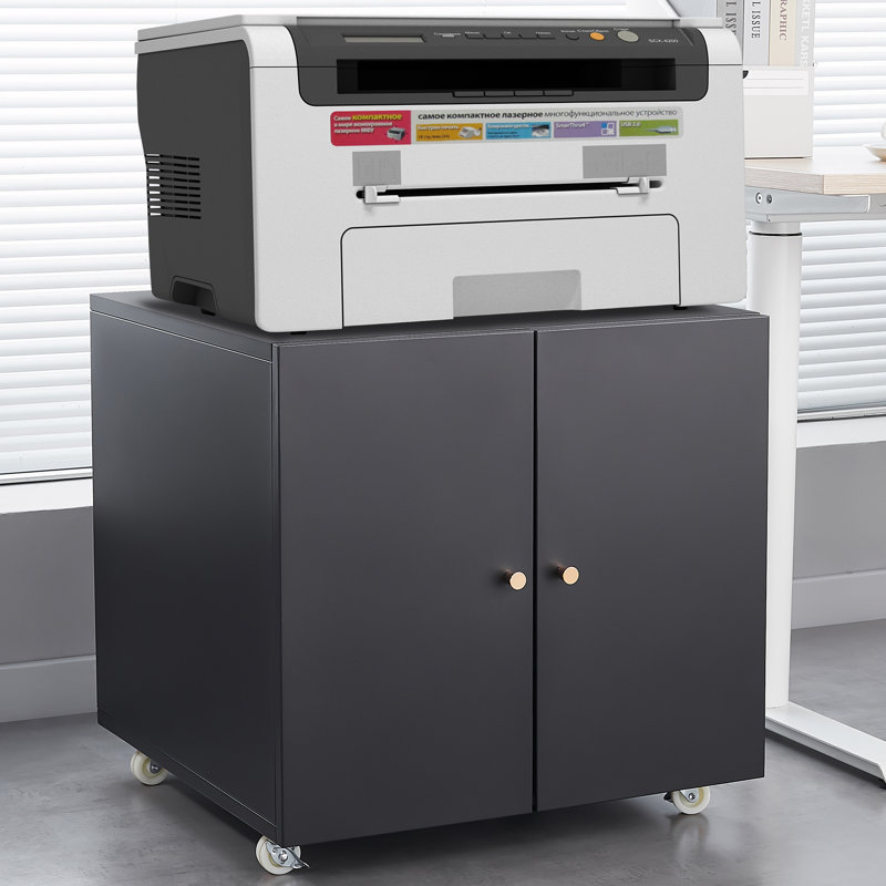 Support d'imprimante avec roulettes 23,62 po, H 23,62 po x l 23,62 po x P 23,62 po, Noir, noir, noir, noir