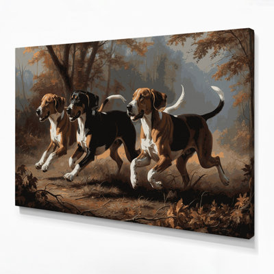 «Dogs American English Coonhound», art mural sur toile noire