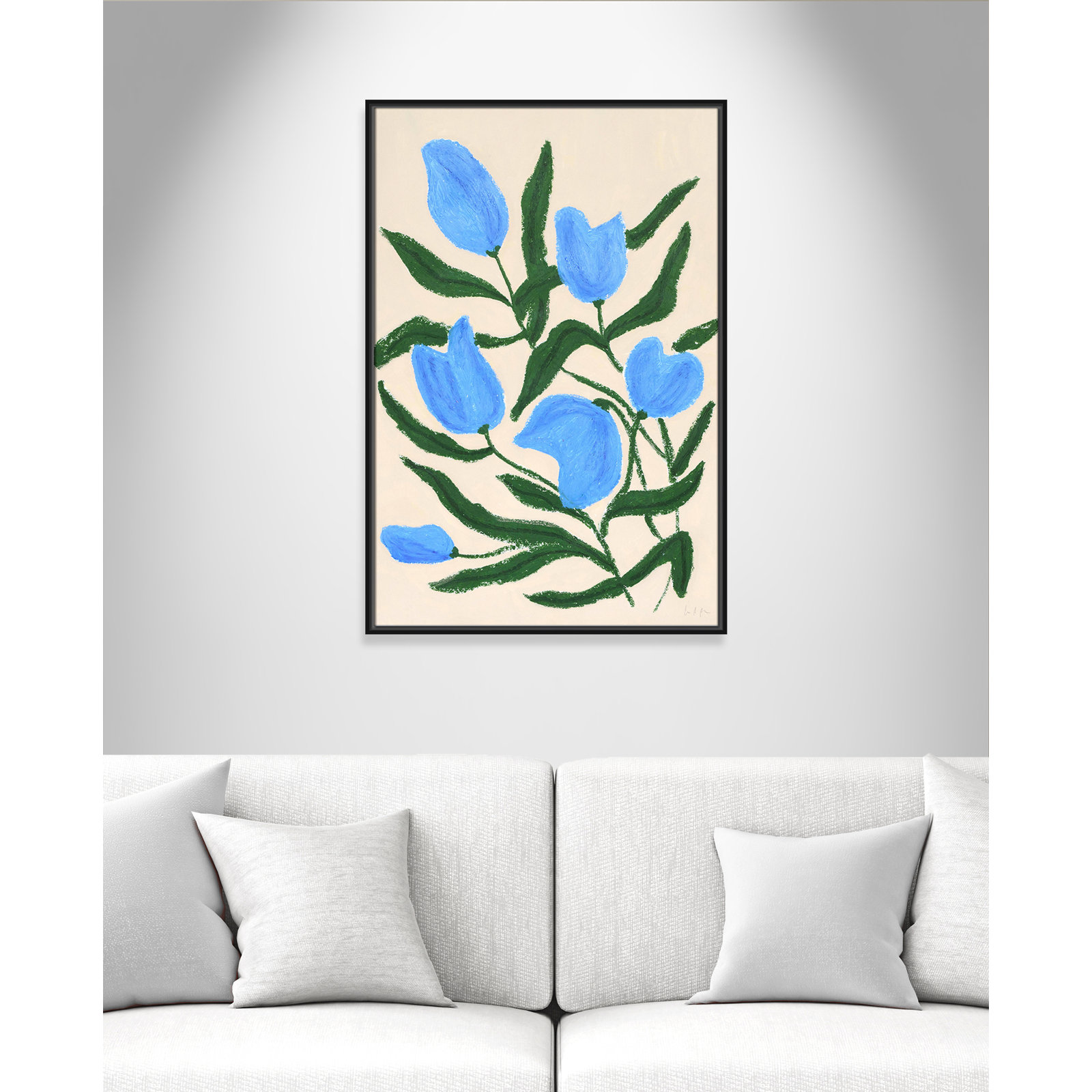 Blue Tulips Print by Camilla Bergqvist, Black, 37.5" H x 25.5" W