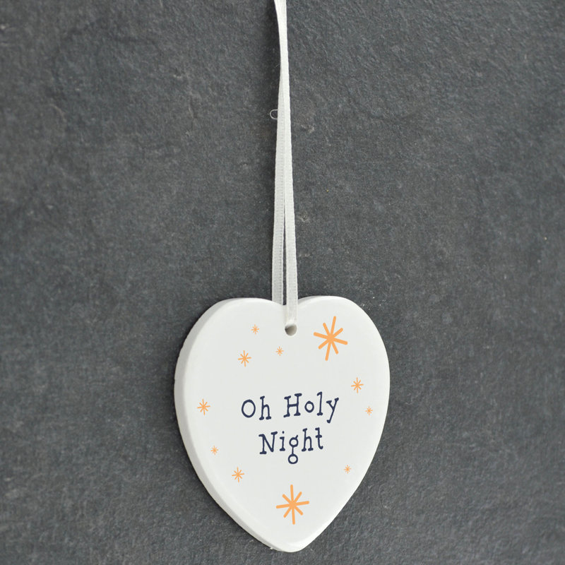 Carley Oh Holy Night Heart Shaped Ceramic Ornament