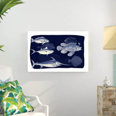 " Fish On Dark Blue "