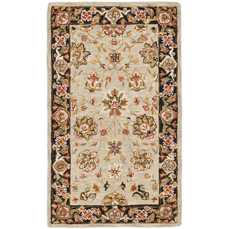 Hollander Hand-Hooked Wool Ivory Area Rug, Rectangle 6' x 9'