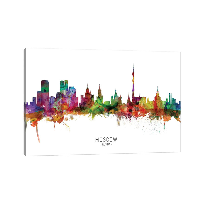 Moscow Russia Skyline by Michael Tompsett - Wrapped Canvas Painting, 20.32 cm H x 30.48 cm W