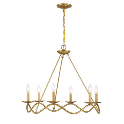 Moayad 6-Light Chandelier in Natural Brass