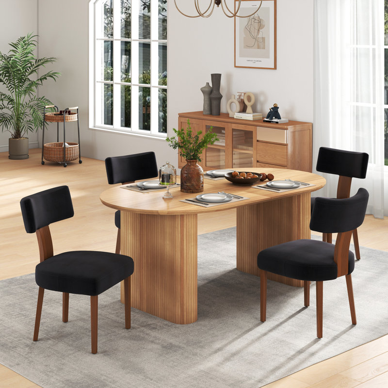 Ensemble de table de salle à manger extensible Modern Farmhouse, Noir, 5 pièces: table, 4 chaises, Chêne
