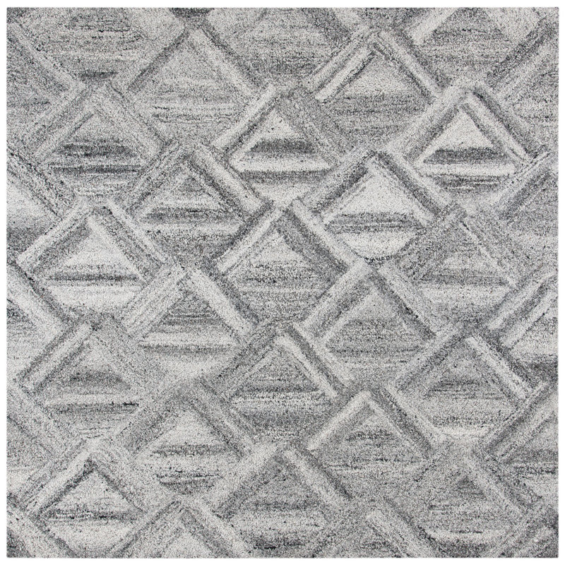 Minnich Hand Tufted Performance Geometric Rug, Square 6'