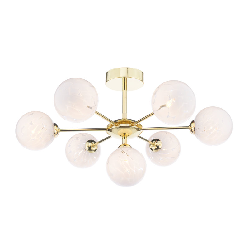 COHEN 7LT SEMI FLUSH GLS, 27" H x 54" W x 54" D, Polished Gold/White