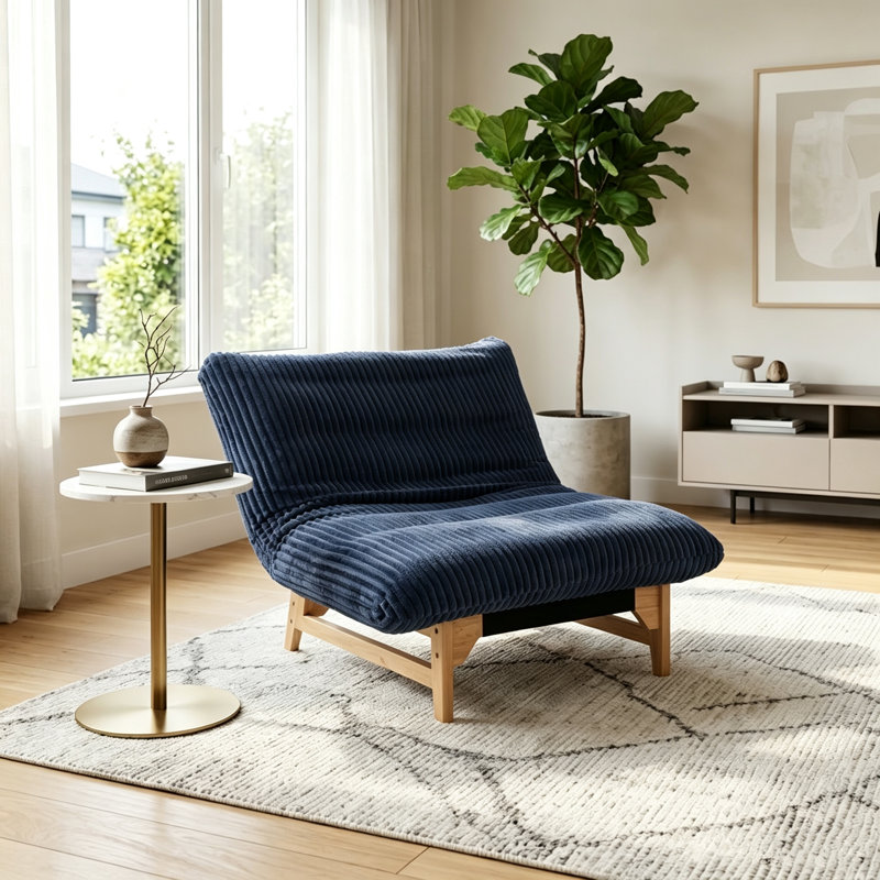 Fauteuil à billes Giant Cloud, Velours côtelé bleu
