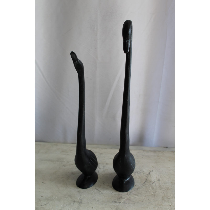 Chattam Birds Aluminum Pair of Black Swans, Graceful Decor Accent 7" x 7" x 23"H