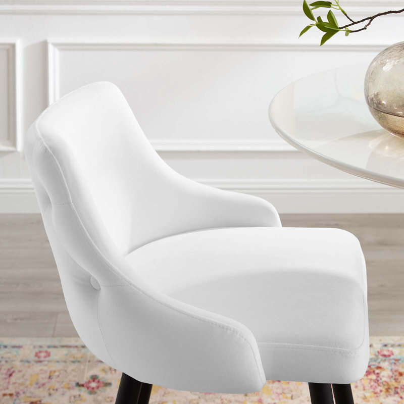 Adorn Performance Velvet Bar Stool Set of 2, White, Bar Stool (29.5” Seat Height)