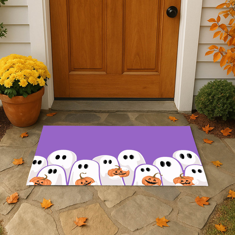 Paillasson Ghost & Pumpkins, L 21 po x L 34 po, Mauve