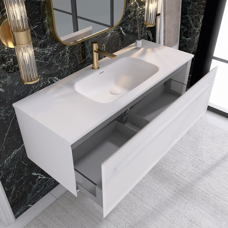 Armari 48'' Single Bathroom Vanity with Solid Surface Top, White