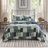 3 Piece Reversible Printed Quilt Set Green / Navy