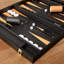 Ensemble de backgammon en cuir noir de qualité supérieure - jeu de luxe-116833077