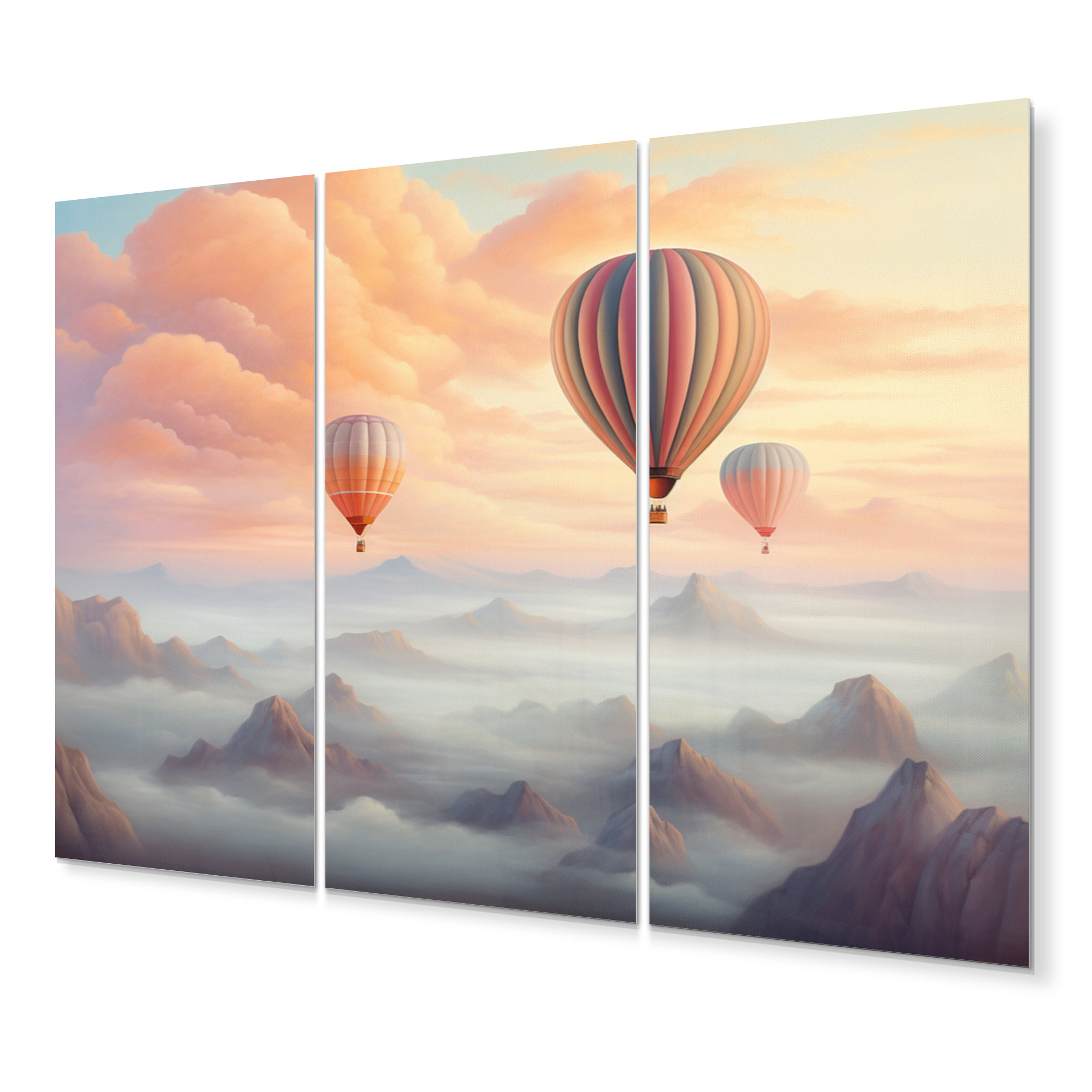 DesignArt Pink Hot Air Ballon Ethereal II - Transportation Metal Wall ...