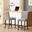 Ensemble de 2 tabourets de comptoir capitonnés contemporains en tissu, gris clair