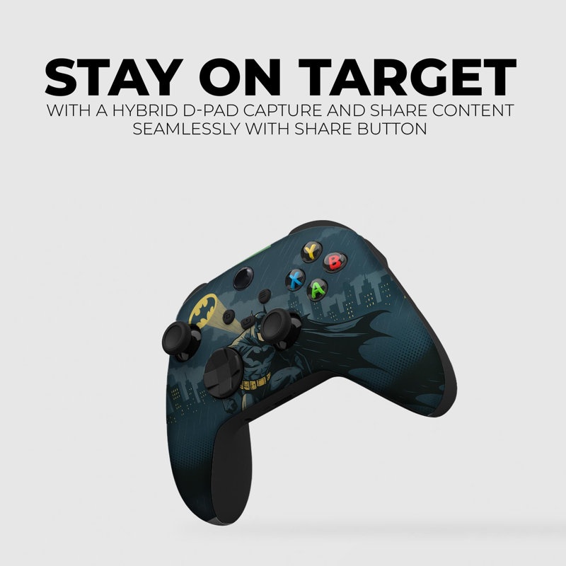 DreamController Battman Gottham Guarrdian Contrôleur X-box personnalisé sans fil compatible avec X-box One / Series X / S Personnalisé aux États-Unis avec impression HYDRO-DIP permanente (PAS JUSTE UNE PEAU)