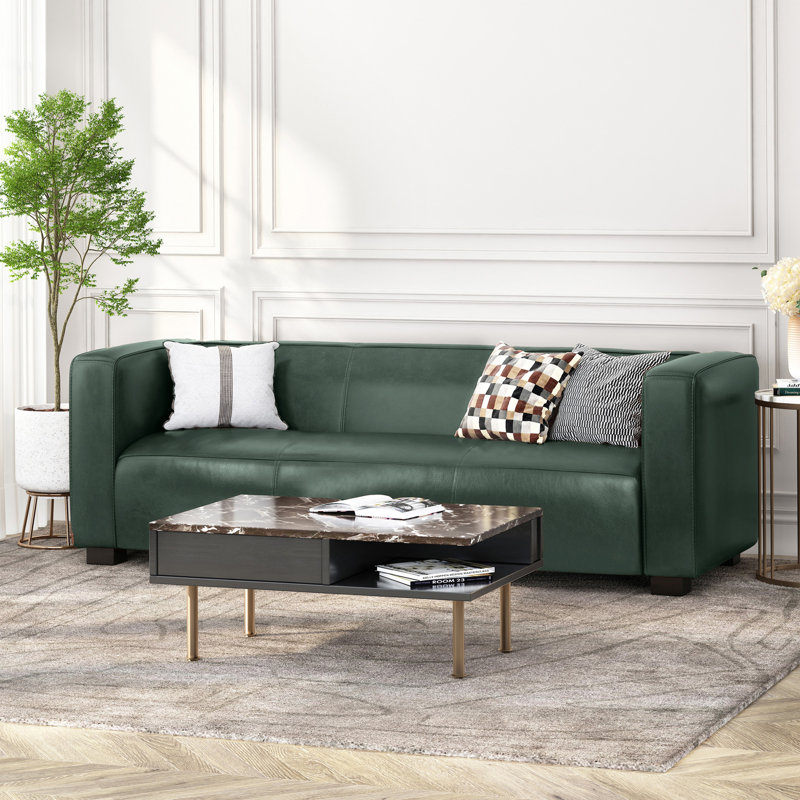 Canapé contemporain à 3 places avec revêtement lisse, conception de smoking et pieds robustes en bois de bouleau pour un confort et un style améliorés