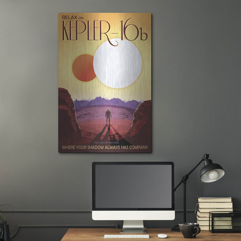 «Visions of the future Kepler16b», art mural en métal, H 36 po x l 24 po