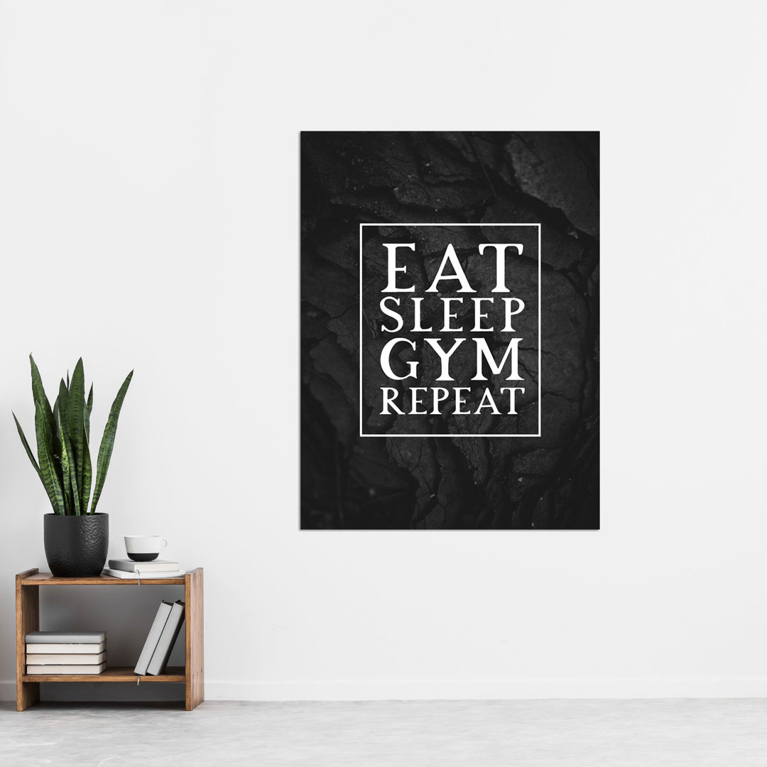 Slate Quote Eat Sleep Gym Repeat - No Frame Typography