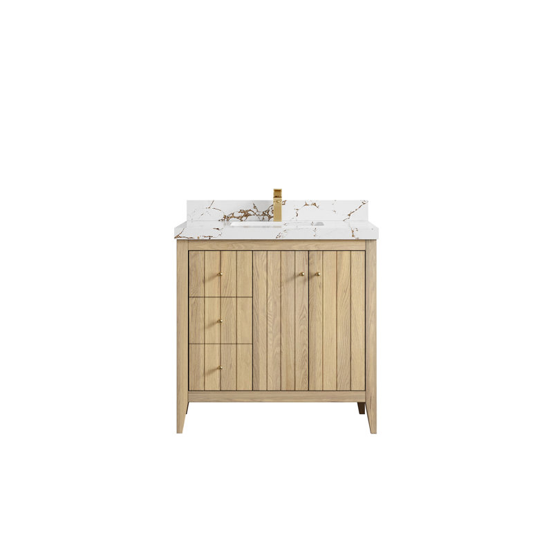 36 po. X P 22 po Meuble-lavabo central en quartz D, 2 po - Brun Viola