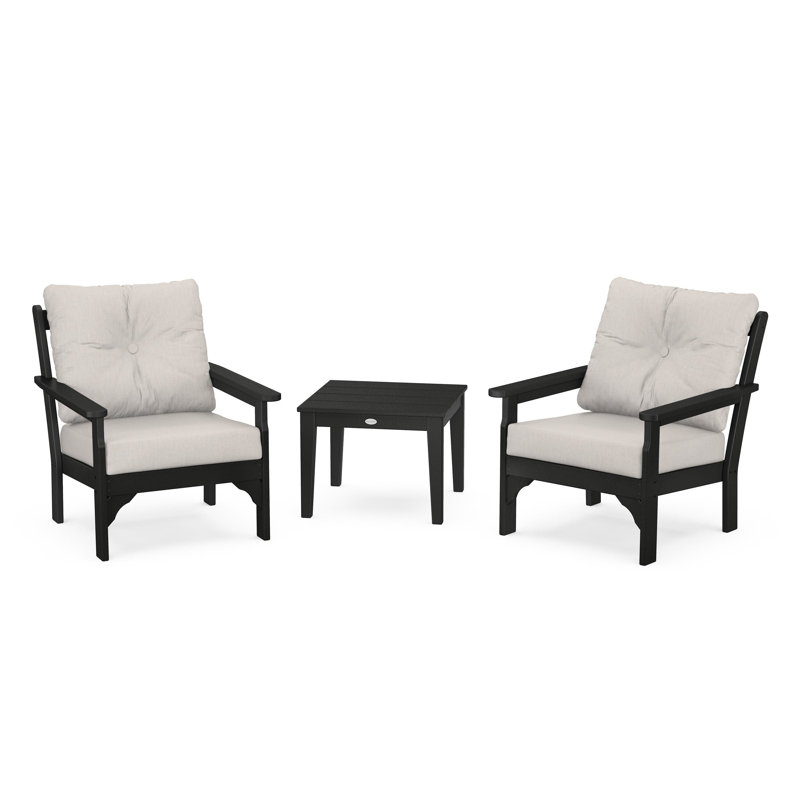 Vineyard 3-Piece Deep Seating Set, Cast Ash, Black